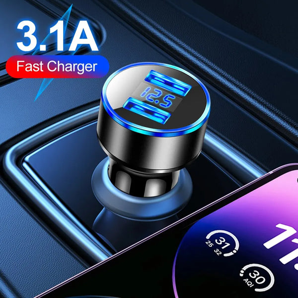 Dual USB 12.5V Voltage Display Carregador de carro