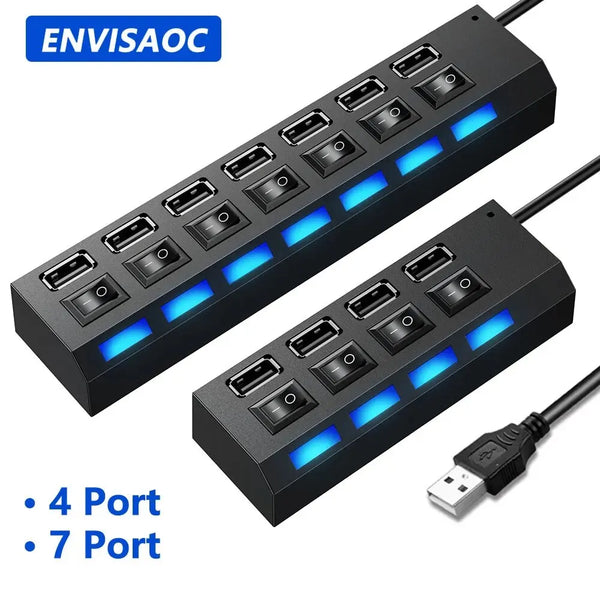 Divisor de hub usb com interruptor individual usb 4/7 portas divisor interruptor