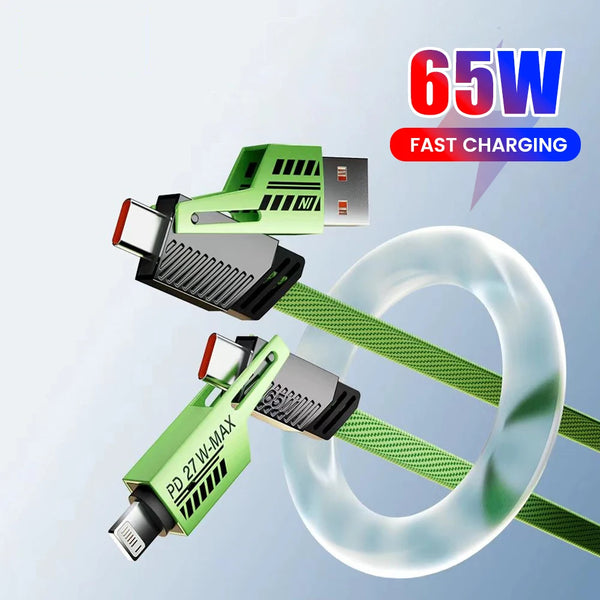 Pd 65w/27w 4 em 1 mecha cabo de dados de carregamento rápido para iphone 15 samsung xiaomi usb tipo c multi porta linha de fio de carga rápida